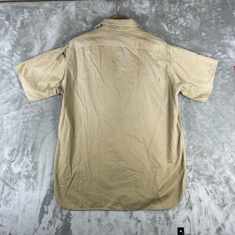 Vintage 50s Sanforized Cotton Work Shirt Mens Large Overall Sun Fade Gussets